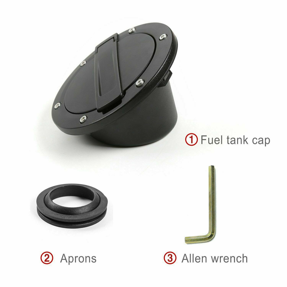 RT-TCZ Door Gas Tank Cap Cover Fuel Filler Door Trim for Jeep Wrangler JK JKU 2007-2018 Black