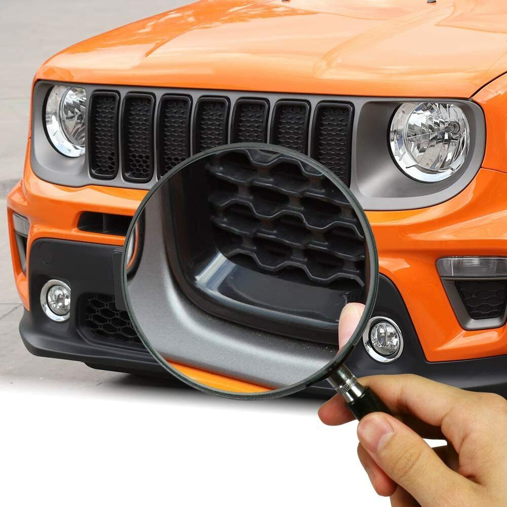 RT-TCZ Front Grill Inserts & Headlight Bezels Cover Trim for Jeep Renegade 2019+ (Black)