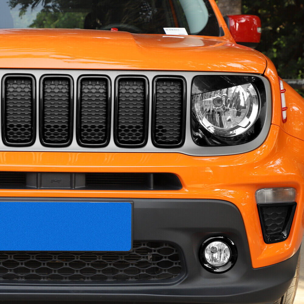 RT-TCZ Front Grill Inserts & Headlight Bezels Cover Trim for Jeep Renegade 2019+ (Black)