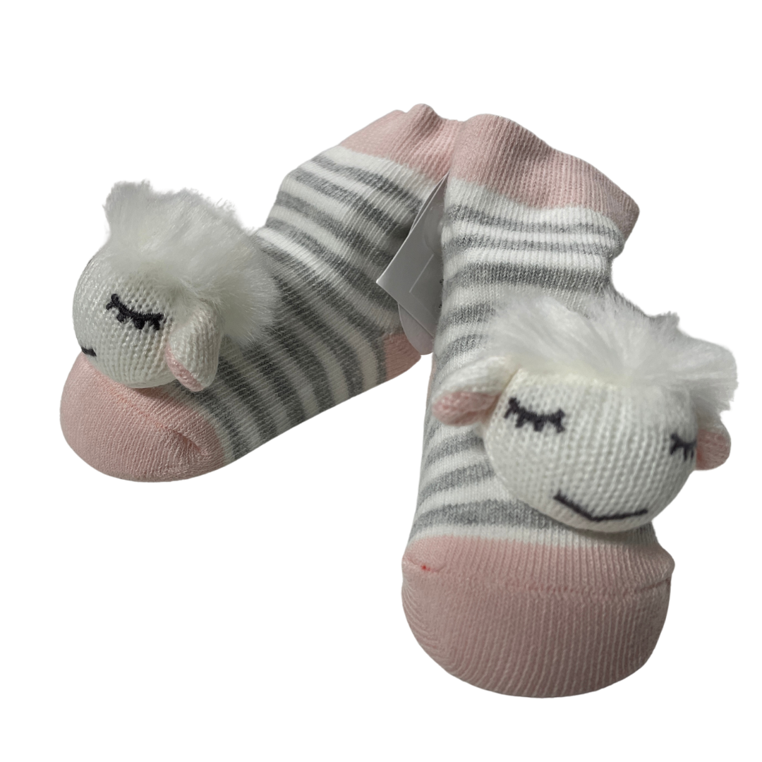 Pink Sheep Rattle Toe Socks