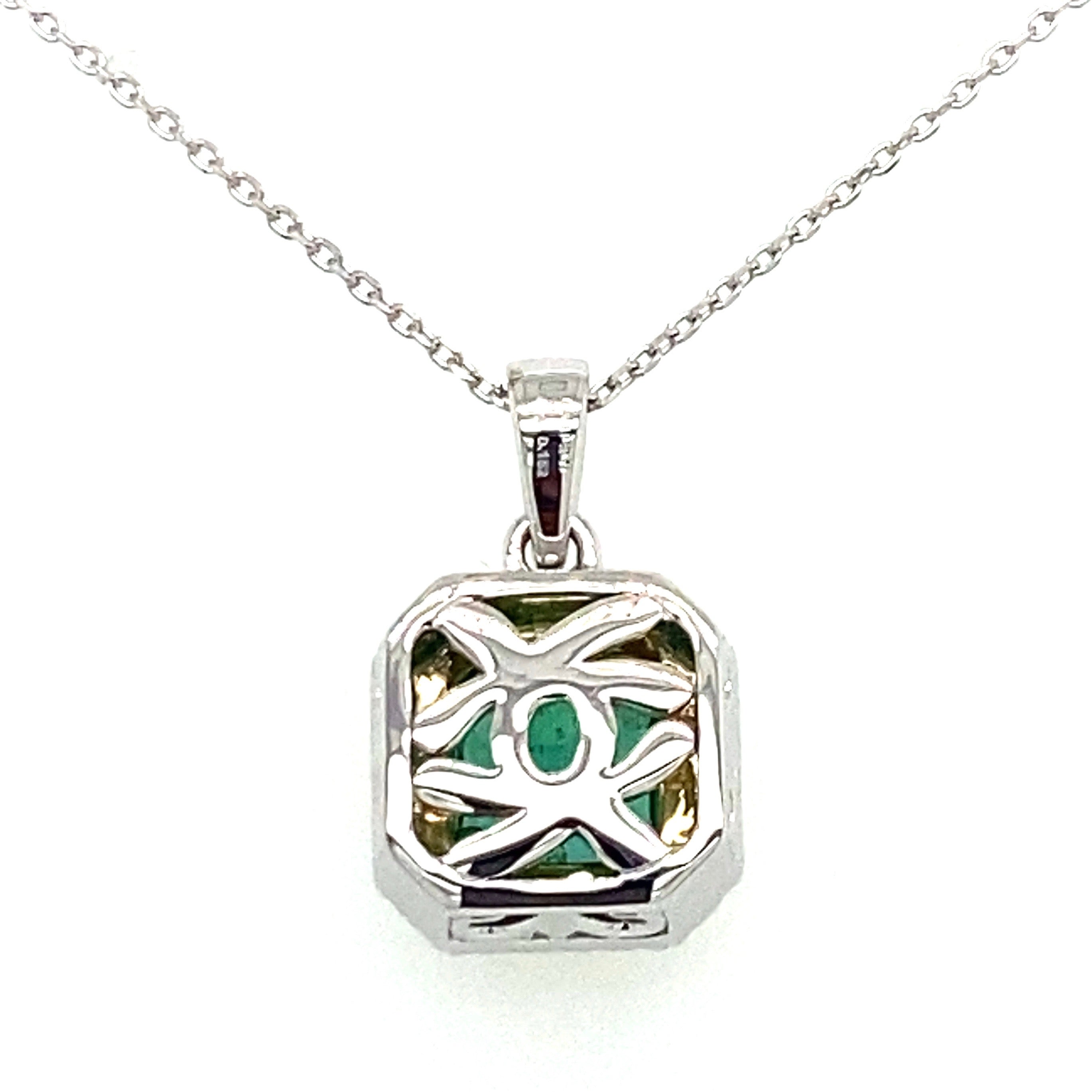 1.48 ct Emerald Pendant with 0.16 ctw Diamonds