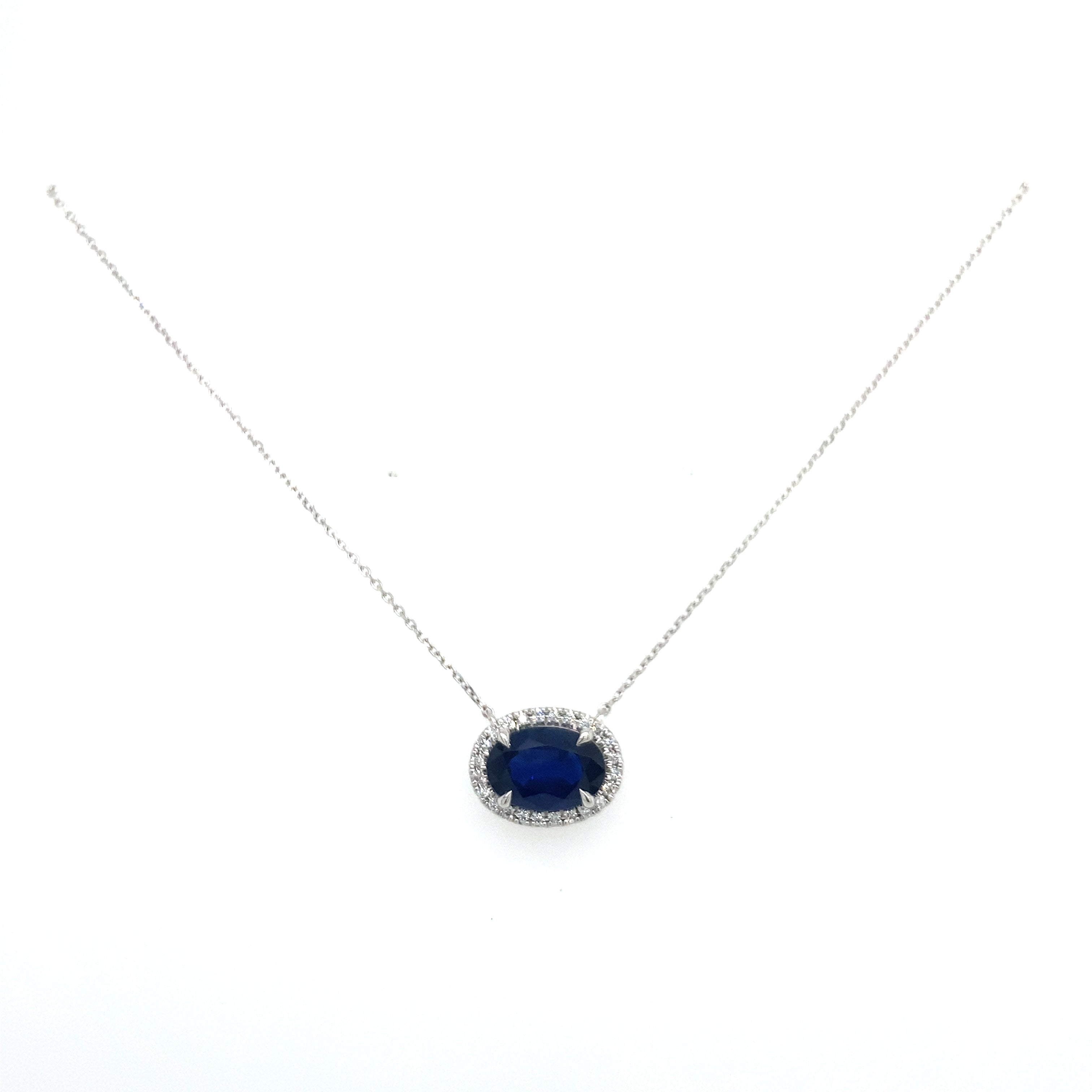 1.84 ct Sapphire Pendant with 0.11 ctw Diamond Halo