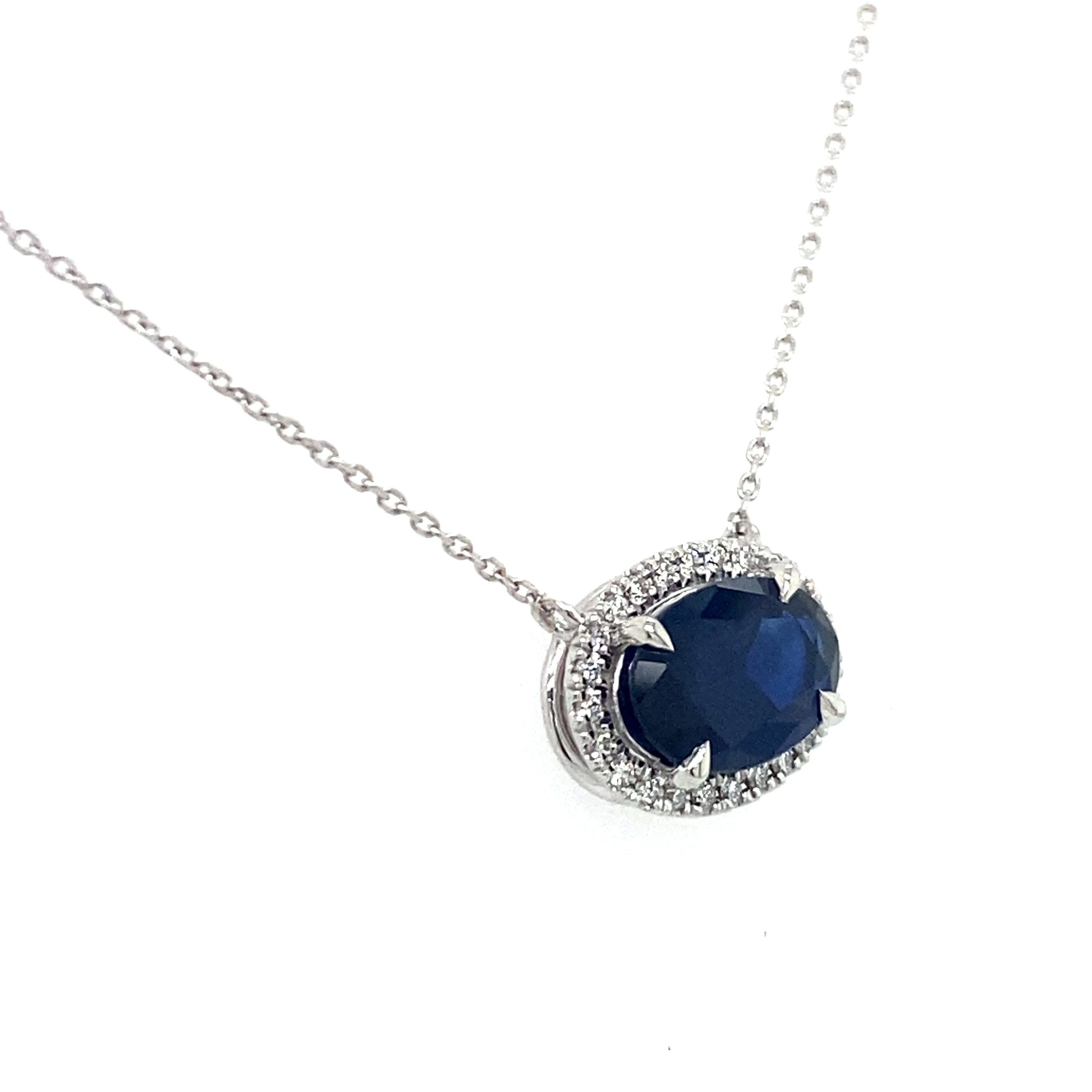 1.84 ct Sapphire Pendant with 0.11 ctw Diamond Halo