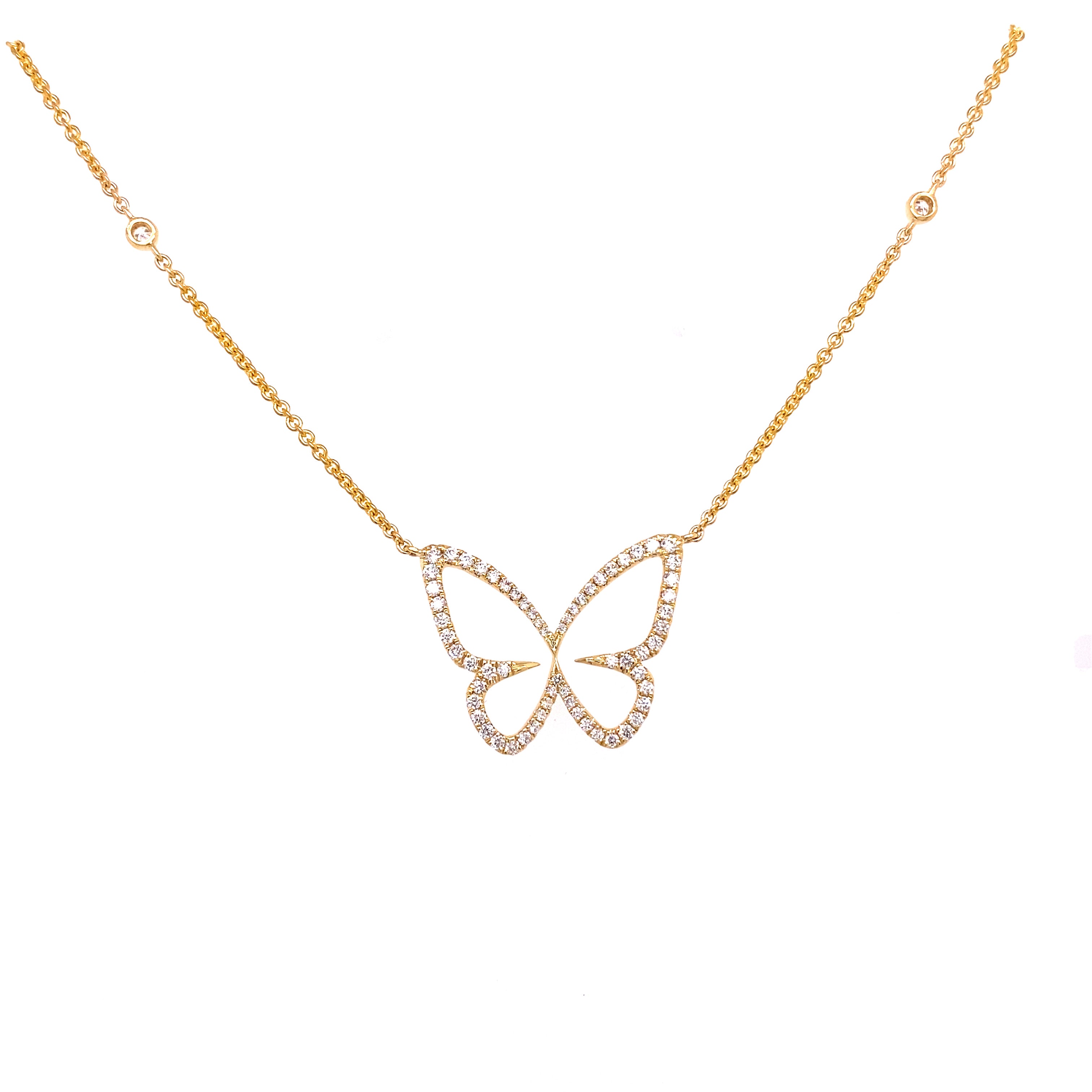 .51 CTW Round Brilliant Cut Diamond Butterfly Pendant set in 18KYG