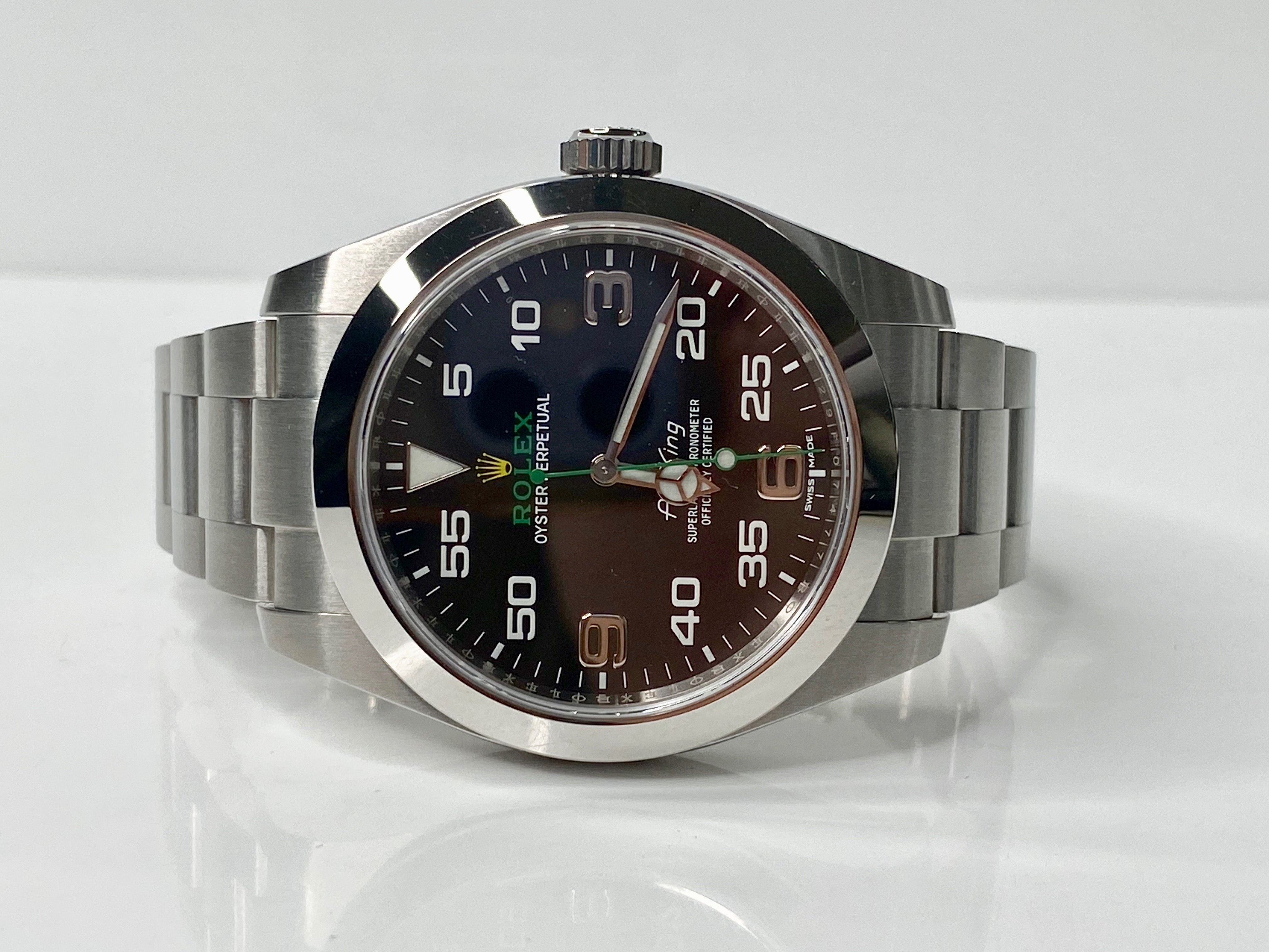 Rolex Air King 40mm Oyster Perpetual Stainless Steel with Black Dial and Green Accents