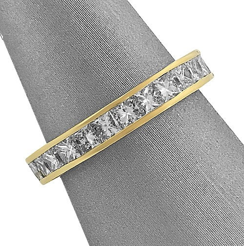 Princess Cut Diamond yellow gold eternity band