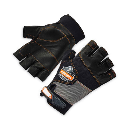 Ergodyne Proflex 901 Half-finger Leather Impact Gloves Black Small Pair