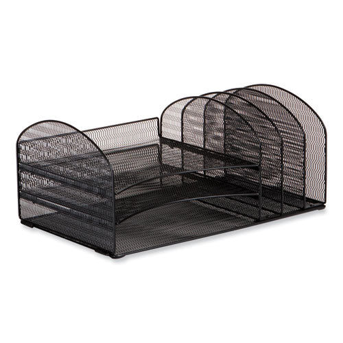 Safco Onyx Mesh Desk Organizer W/3 Horizontal And Upright Sections Letter Size 19.62x11.32x8.5 Black Ships In 1-3 Bus Days