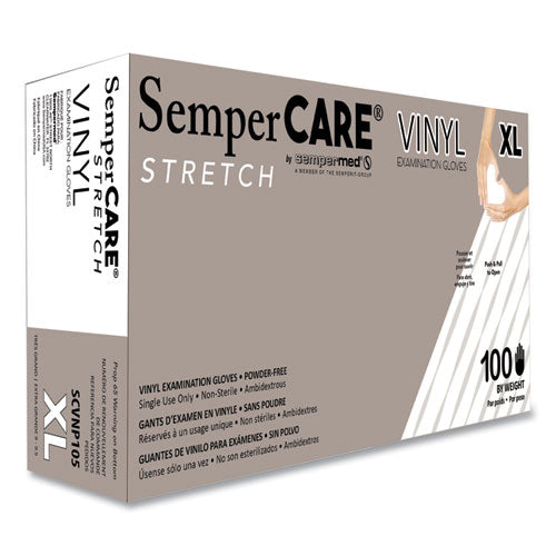 SemperCare Stretch Vinyl Examination Gloves Cream X-large 100/box