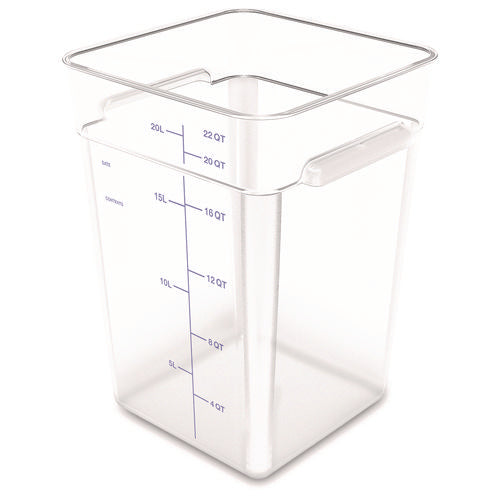 Carlisle Squares Polycarbonate Food Storage Container 22 Qt 11 13x11.13x15.72 Clear Plastic