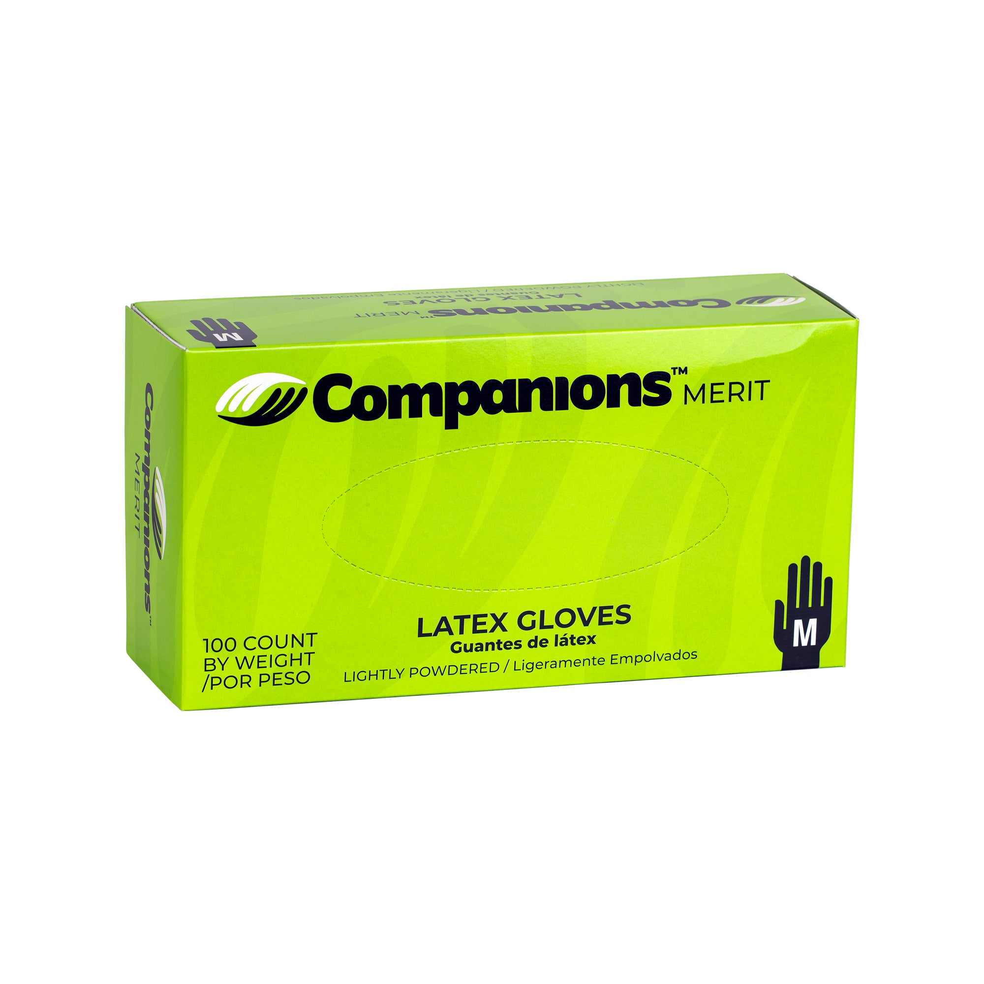 Companions Merit Latex Powdered Medium Glove-100 Each-100/Box-4/Case