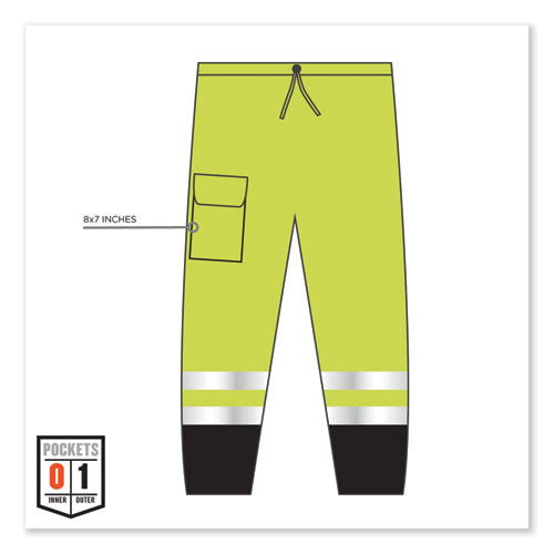 Ergodyne Glowear 8910bk Class E Hi-vis Pants With Black Bottom Polyester 2x-large/3x-large Lime