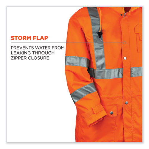 Ergodyne Glowear 8365 Class 3 Hi-vis Rain Jacket Polyester 5x-large Orange