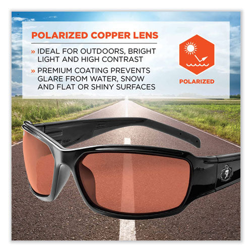 Ergodyne Skullerz Thor Safety Glasses Black Nylon Impact Frame Polarized Copper Polycarbonate Lens