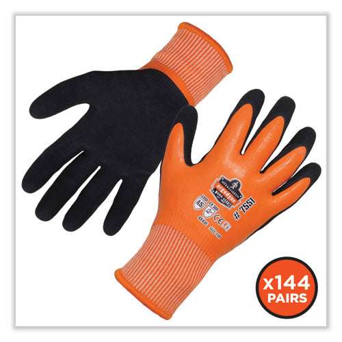 Ergodyne Proflex 7551-case Ansi A5 Coated Waterproof Cr Gloves Orange 2x-large 144 Pairs/Case