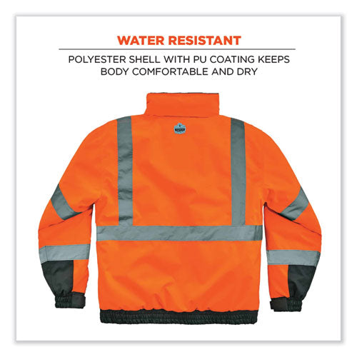 Ergodyne Glowear 8377 Class 3 Hi-vis Quilted Bomber Jacket Orange 5x-large