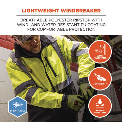 Ergodyne Glowear 8351 Class 3 Hi-vis Windbreaker Water-resistant Jacket 3x-large Lime