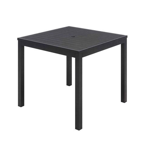 KFI Studios Eveleen Outdoor Patio Table With Four Black Powder-coated Polymer Chairs Square 35