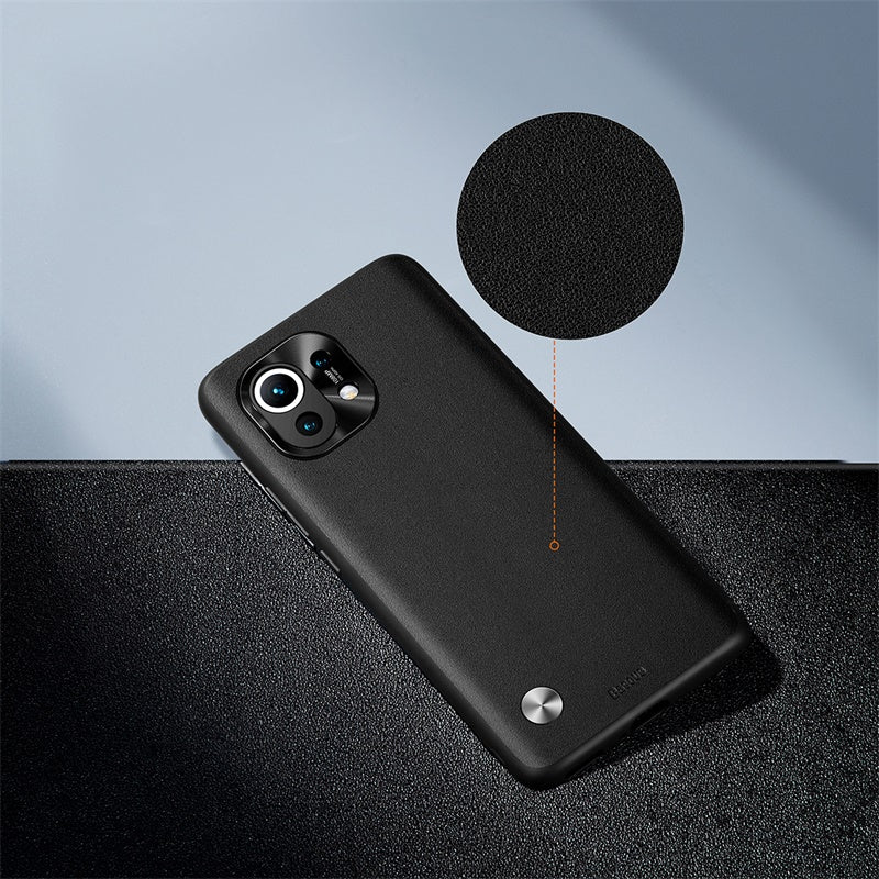 Alloy Plain Leather Case For Xiaomi 11