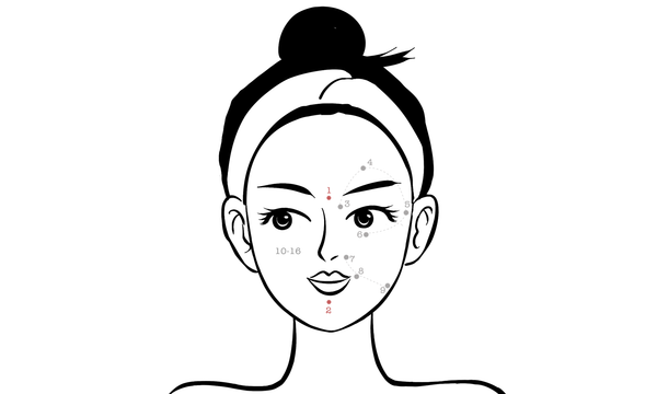 facial gua sha instruction drawing the 9 acupoints on face for skin care and healthcare