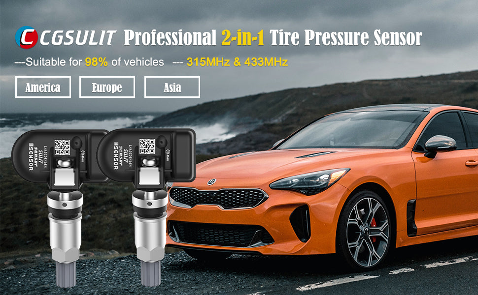 CGSULIT TS01 Tire Pressure Sensor 315MHz 433MHz 2in1 Universal Programmable Cloneable TPMS Sensor for EU US Asian Makes