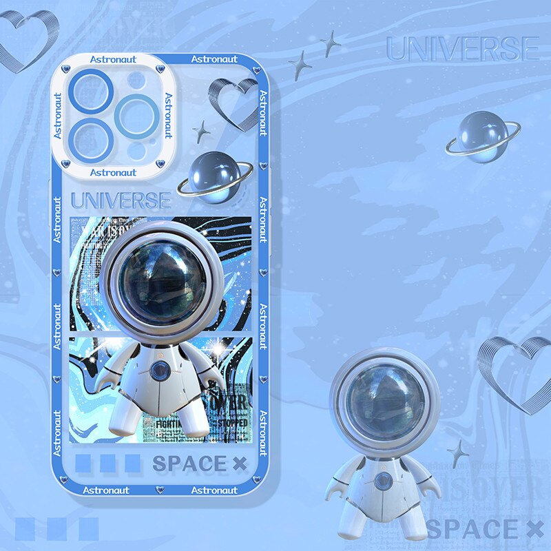 3D Luxury Astronaut Phone Case For iPhone  Silicone Back Cover