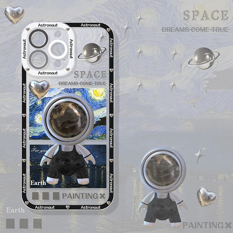 3D Luxury Astronaut Phone Case For iPhone  Silicone Back Cover