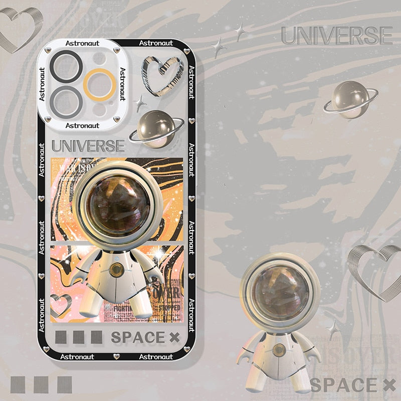 3D Luxury Astronaut Phone Case For iPhone  Silicone Back Cover