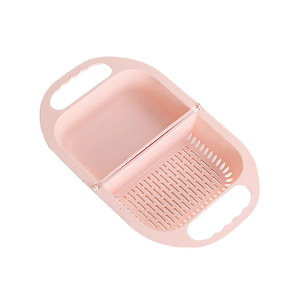 Kitchen Cook Foldable Fruit Basin Plastic Washing Drain Basket