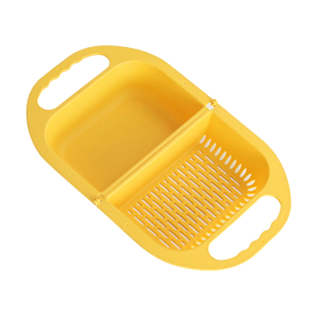 Kitchen Cook Foldable Fruit Basin Plastic Washing Drain Basket