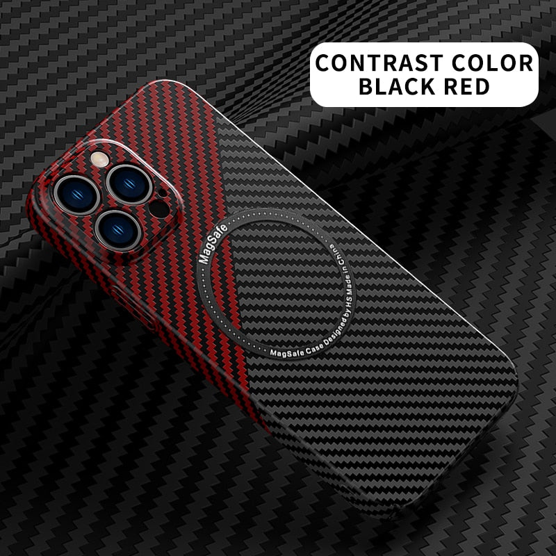 Carbon Fiber Magnetic Case for IPhone IPones Macsafe Bumper Cover