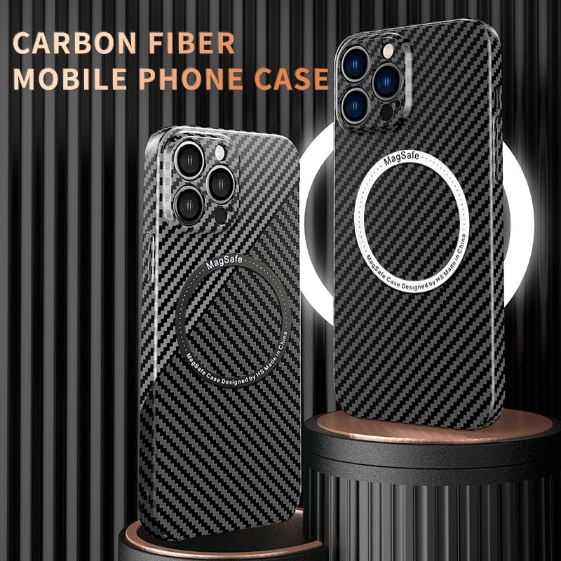 Carbon Fiber Magnetic Case for IPhone IPones Macsafe Bumper Cover