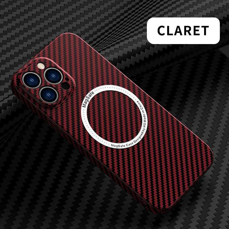 Carbon Fiber Magnetic Case for IPhone IPones Macsafe Bumper Cover