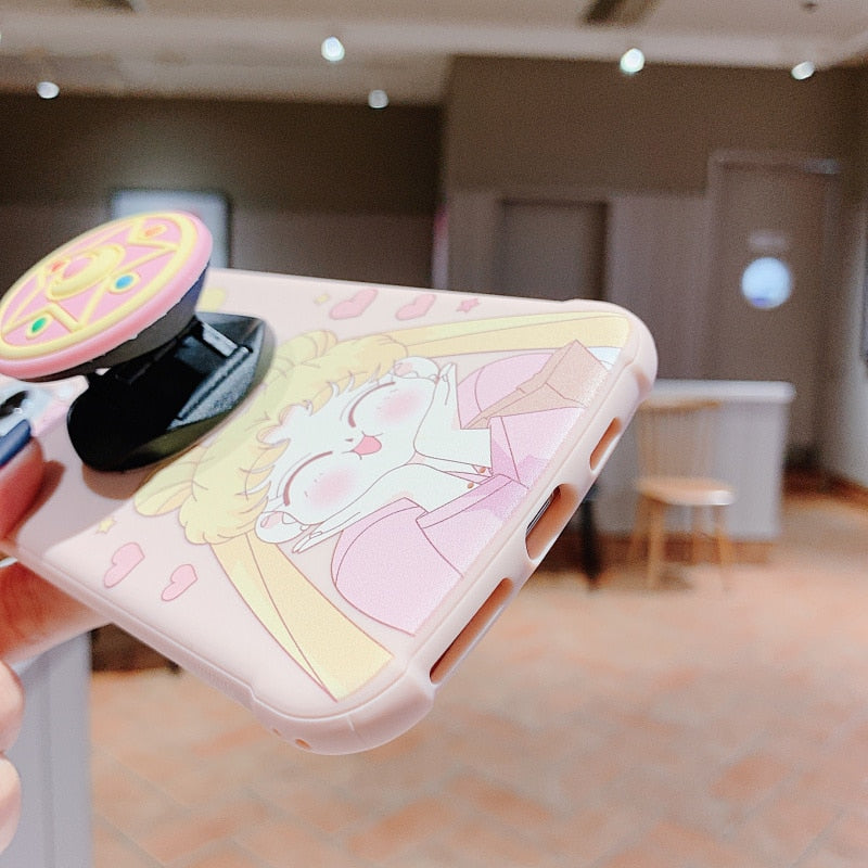 Cartoon Sailor Moon Folding Bracket Phone Case For Iphone