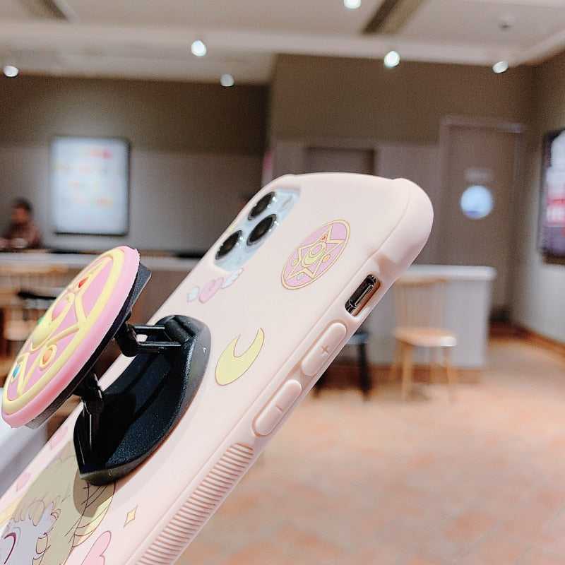 Cartoon Sailor Moon Folding Bracket Phone Case For Iphone