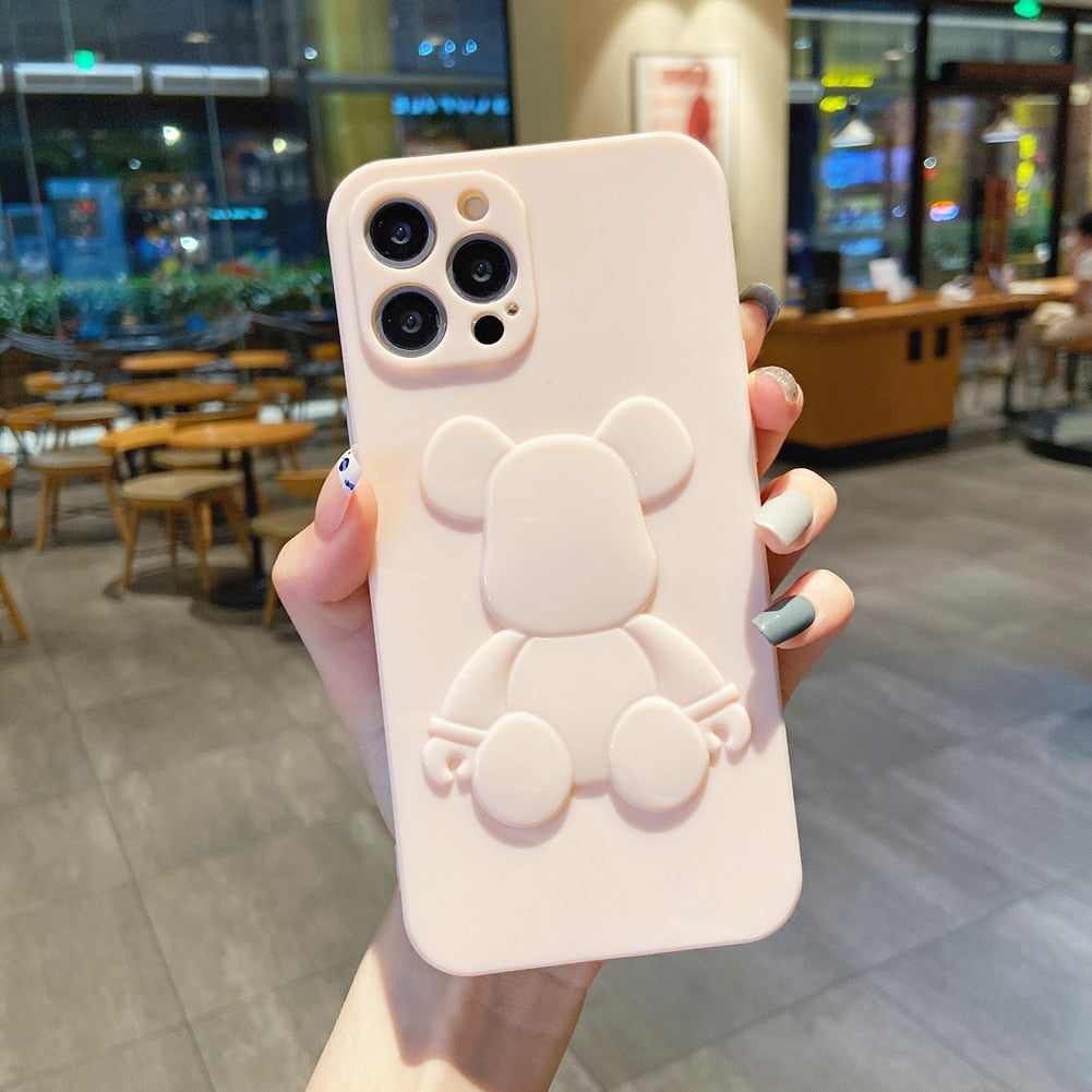 Cute Bear Transparent Silicone Phone Case for IPhone Back Cover