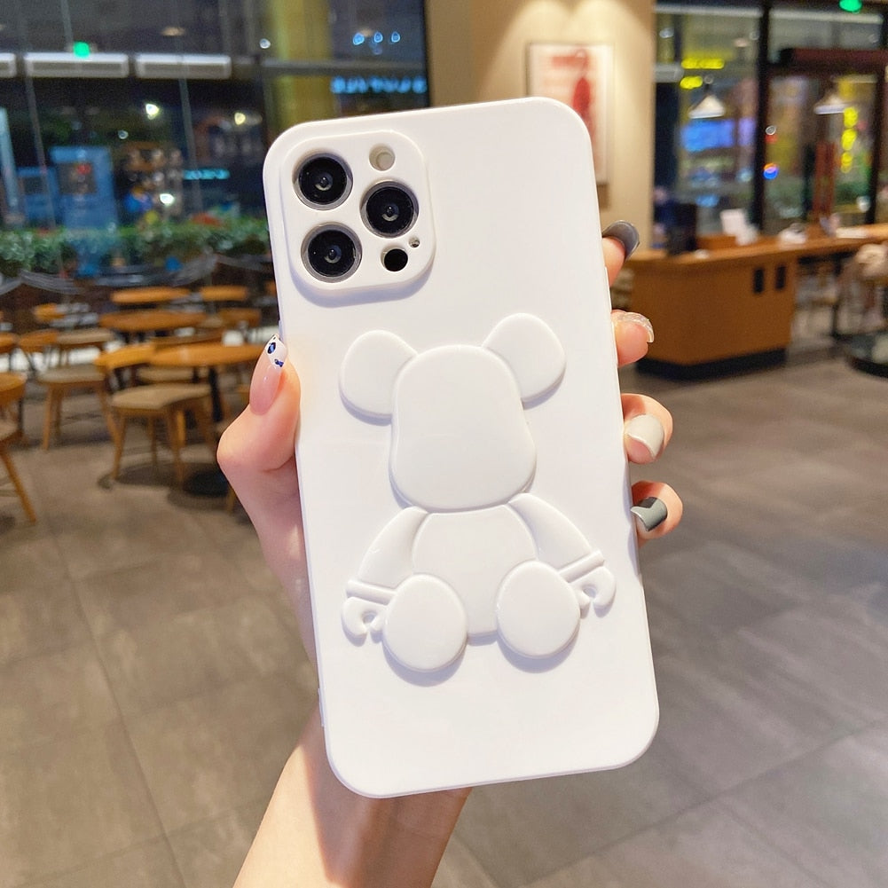 Cute Bear Transparent Silicone Phone Case for IPhone Back Cover