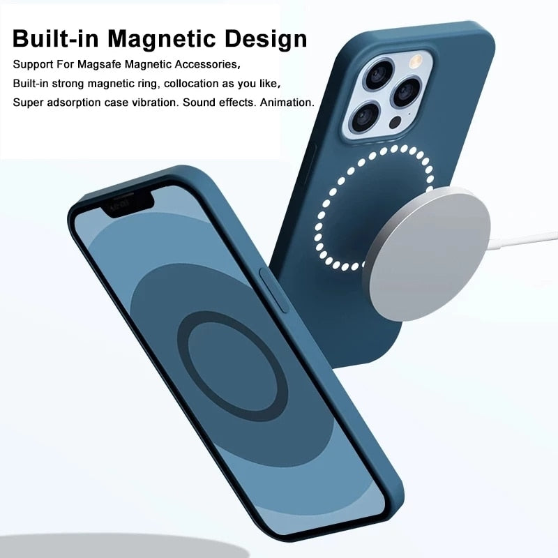 For Magsafe Magnetic Leather Liquid Silicone Case for IPhone 13 Pro Max