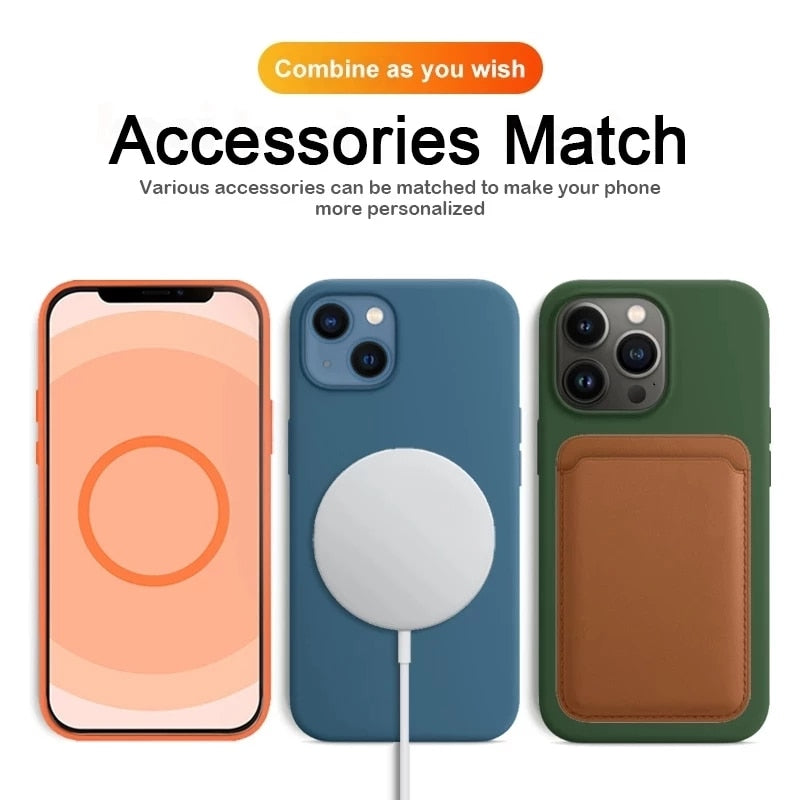 For Magsafe Magnetic Leather Liquid Silicone Case for IPhone 13 Pro Max