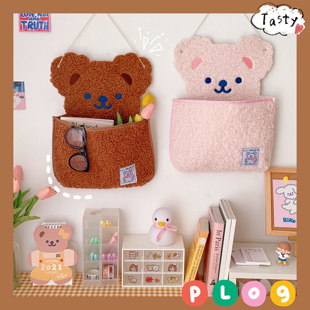 Cute Bear Wall Mounted Storage Notebook Pens Desktop Organizer