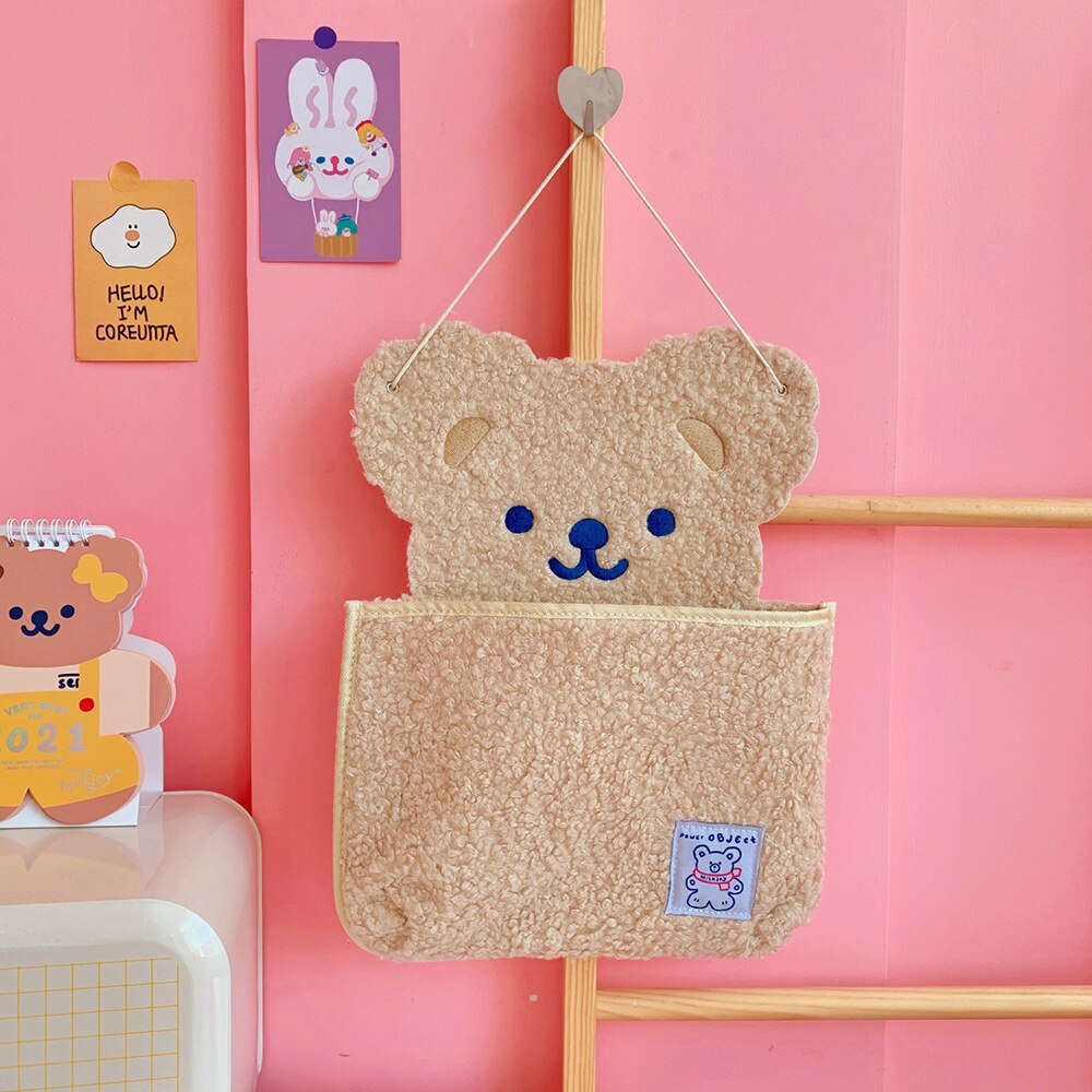 Cute Bear Wall Mounted Storage Notebook Pens Desktop Organizer