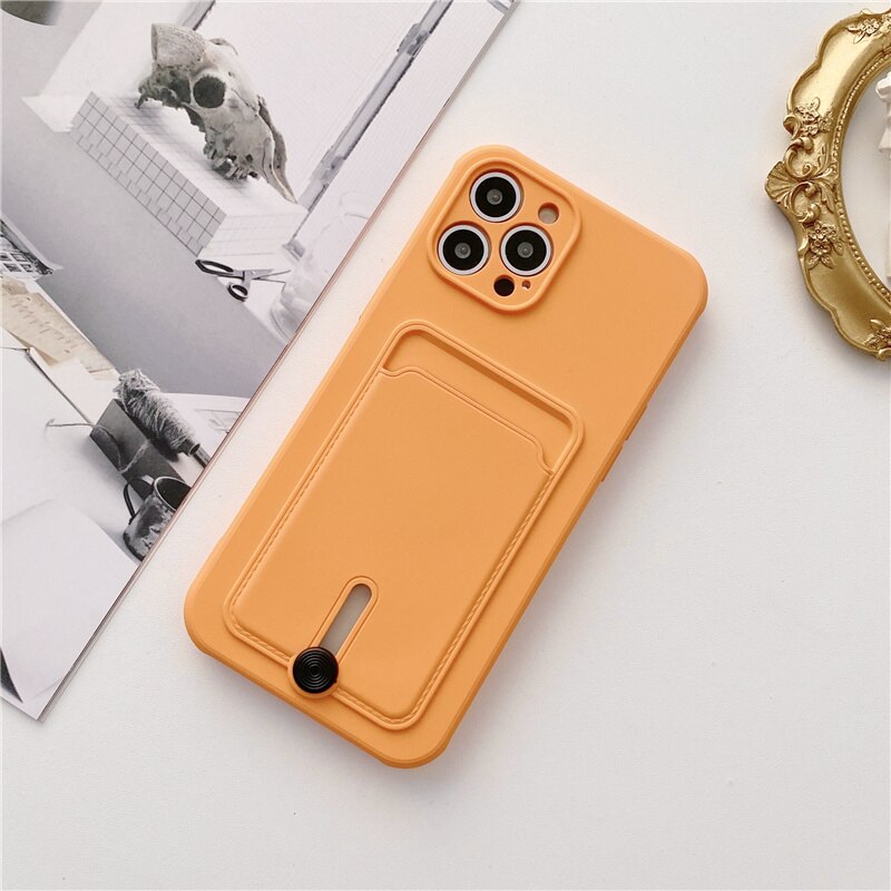 New Candy Color Wallet Card Case for IPhone  Soft Silicone Shockproof Cover Coque