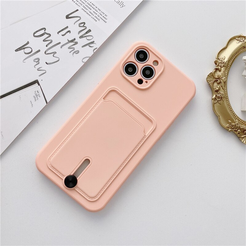 New Candy Color Wallet Card Case for IPhone  Soft Silicone Shockproof Cover Coque