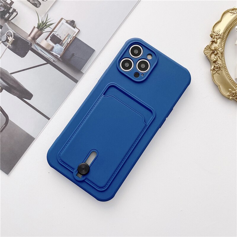 New Candy Color Wallet Card Case for IPhone  Soft Silicone Shockproof Cover Coque