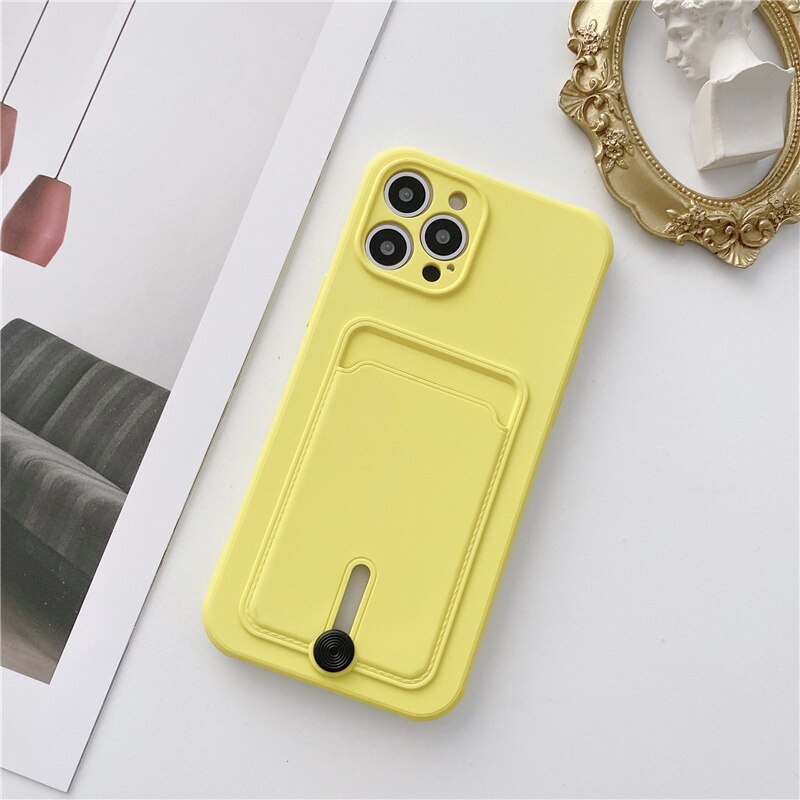 New Candy Color Wallet Card Case for IPhone  Soft Silicone Shockproof Cover Coque