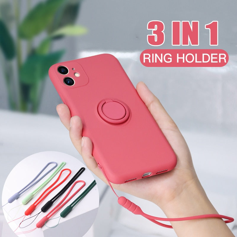 Original Silicone Magnetic Ring Holder Case for IPhone Soft Stand Finger Bracket Cover