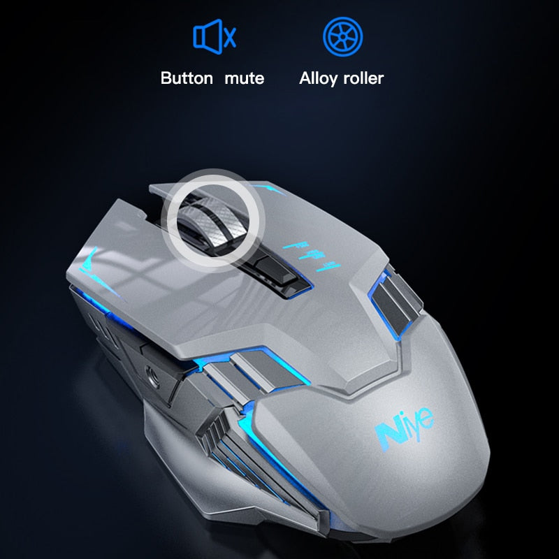 Wireless  Ergonomic Computer Gamer Mouse Mute Rechargeable