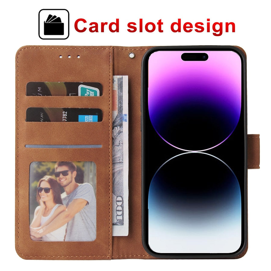 ZZXX Leather Wallet Phone Case for IPhone Flip Card Slot Phone Case Cover