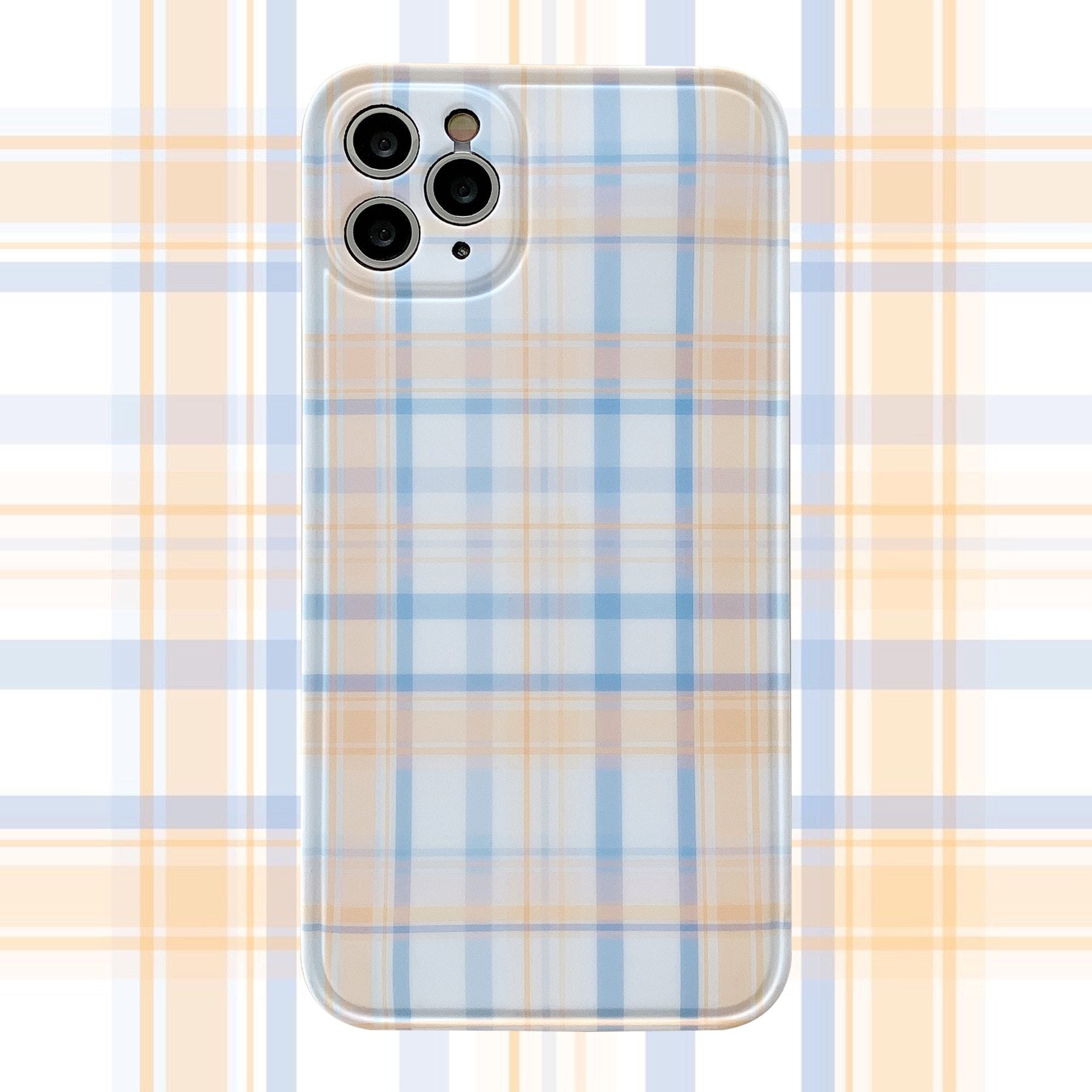 Orange and Blue Plaid iPhone Case