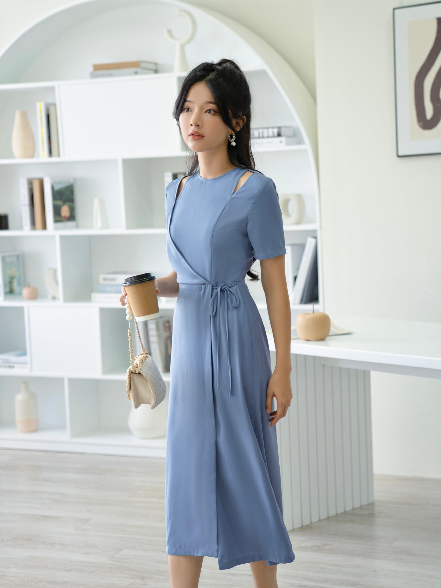 Camie Pacific Blue Midi Dress - Gu Fashion | Vietnam Fashion